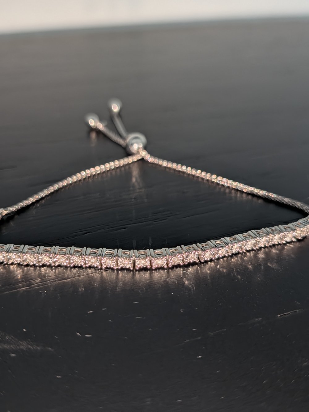 White Gold Rhodium Over Sterling Silver Adjustable Designer Bolo Lariat